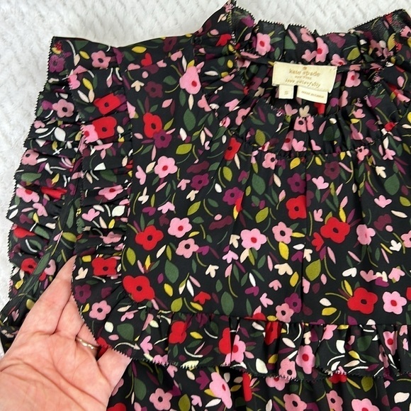 Kate Spade Floral Ruffle Trim Blouse/Top - Picture 8 of 17